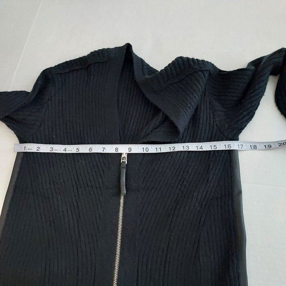 Anthropologie Pilcro Faux Leather Trimmed Zip Duster Cardigan Sweater Size Small - Picture 8 of 12